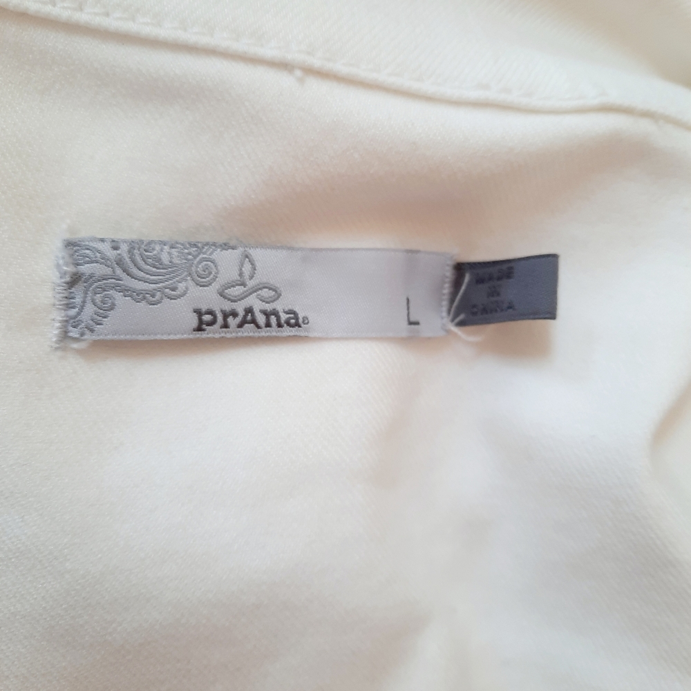 Prana White Lightweight Button Front Stretch Jack… - image 8